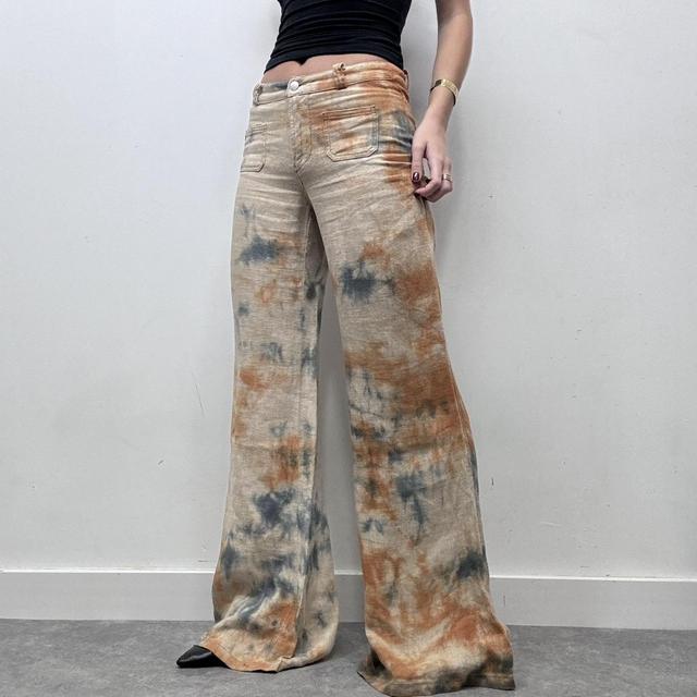Distressed flared wide leg miss sixty trousers