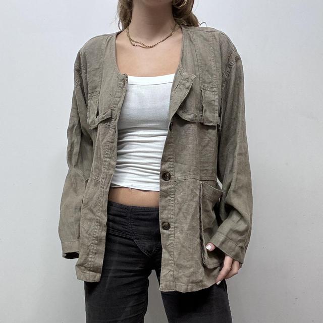 Khaki cargo oversized slouchy jacket
