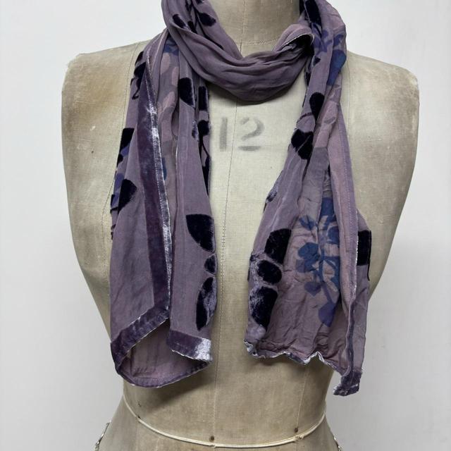 Velvet sheer floral silk scarf
