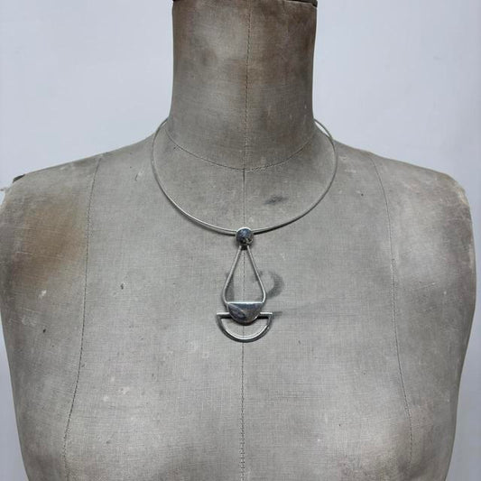 Chunky silver futuristic necklace