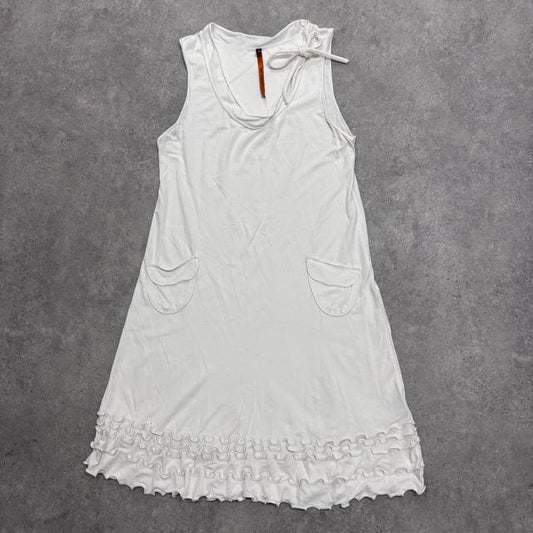 White cop copine ruffle midi dress