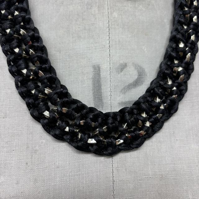 Black woven rope chain necklace