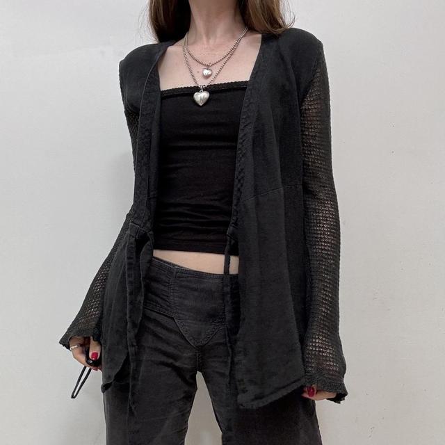 Black linen wrap top
