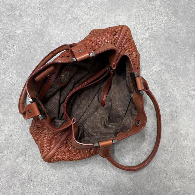 Woven leather shoulder bag