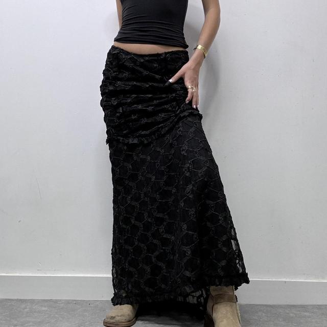 Black lace gothic maxi skirt