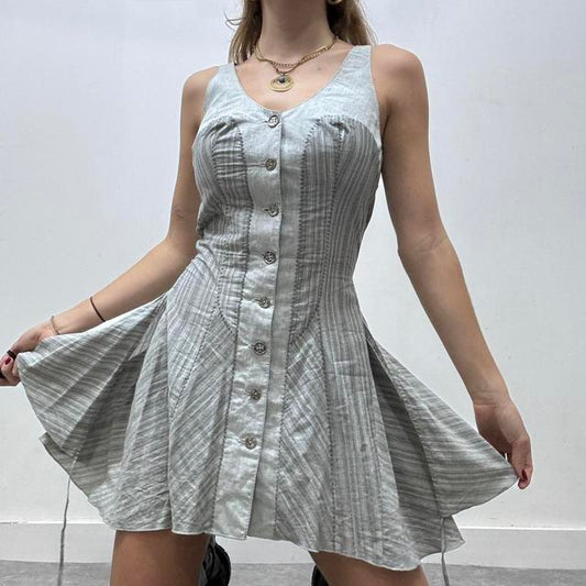 Flared pinstripe mini dress