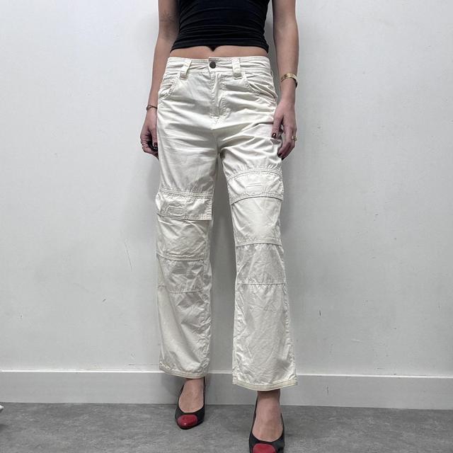 White straight leg minimalist tech trousers