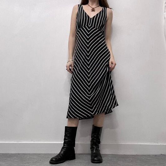 Pinstripe silk bias cut floaty dress