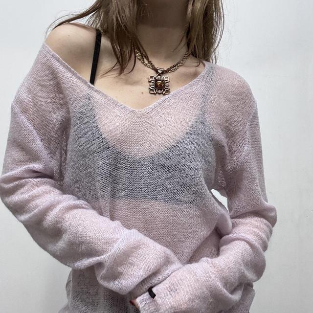 Sheer lilac mohair slouchy knit jumper