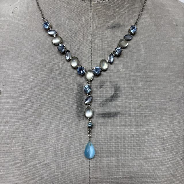 Blue gemstone fairy necklace