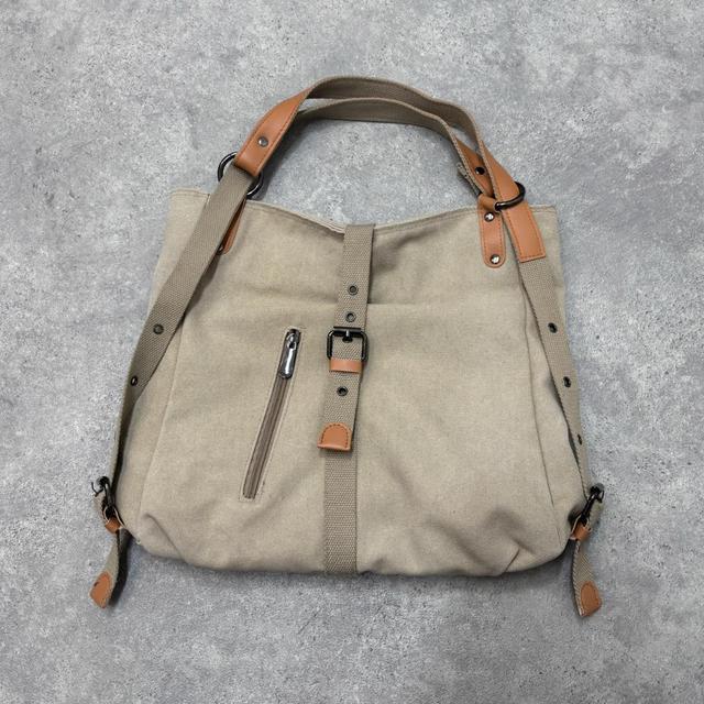 Brown canvas shoulder bag