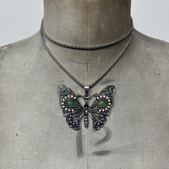 Regency butterfly flower gem necklace