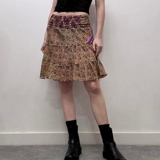 Mini floral ruffle skirt
