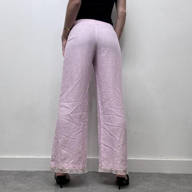 Pink lace wide leg trousers