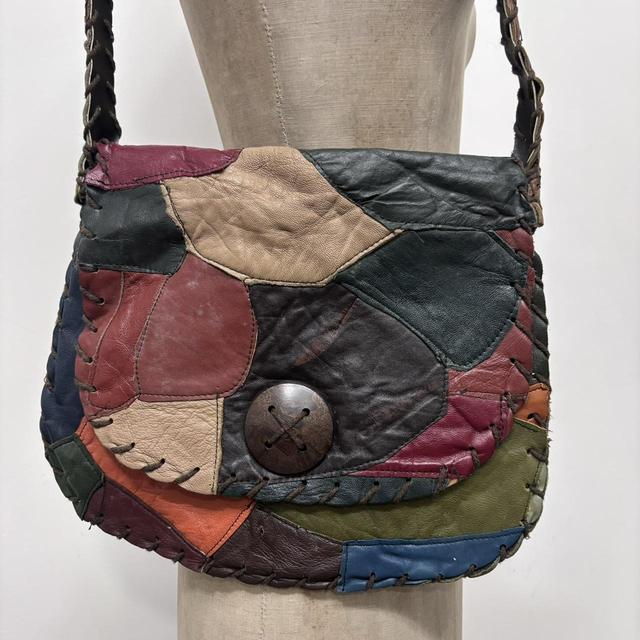 Patchwork leather hippy bag