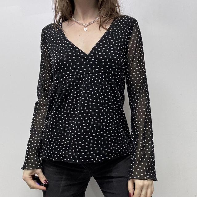Coquette polka dot mesh shirt