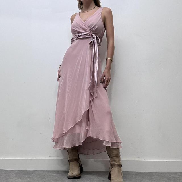 Pink drape waterfall dress