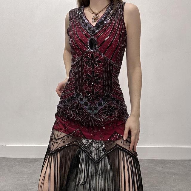 Beaded tassel flapper dress