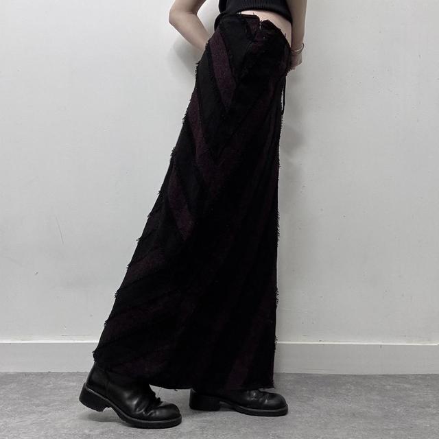 Textured striped maxi flare skirt