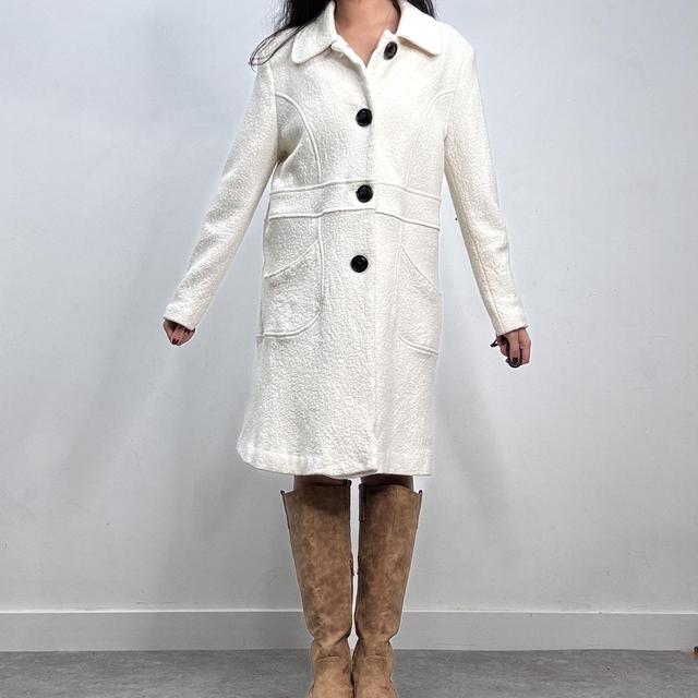 Cream wool button-up peacoat