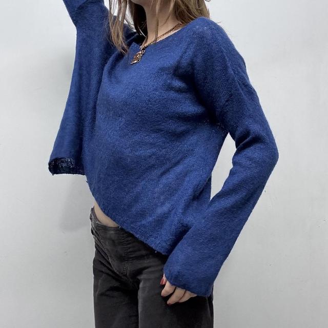 Slouchy sheer mohair wide neck jumper