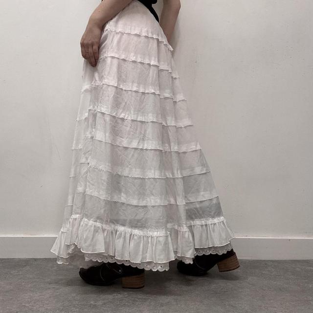 Lace layered tiered maxi skirt