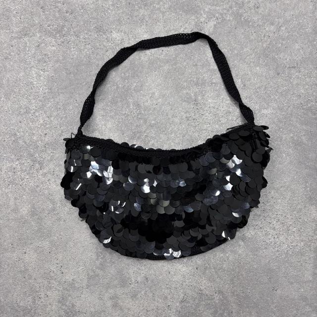 Black sequin slouchy bag