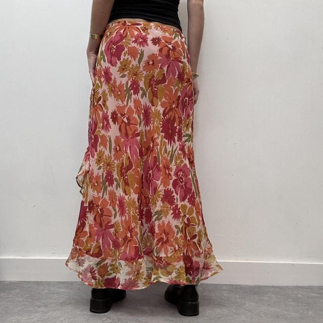 Sheer layered floral ruffle fairy maxi skirt