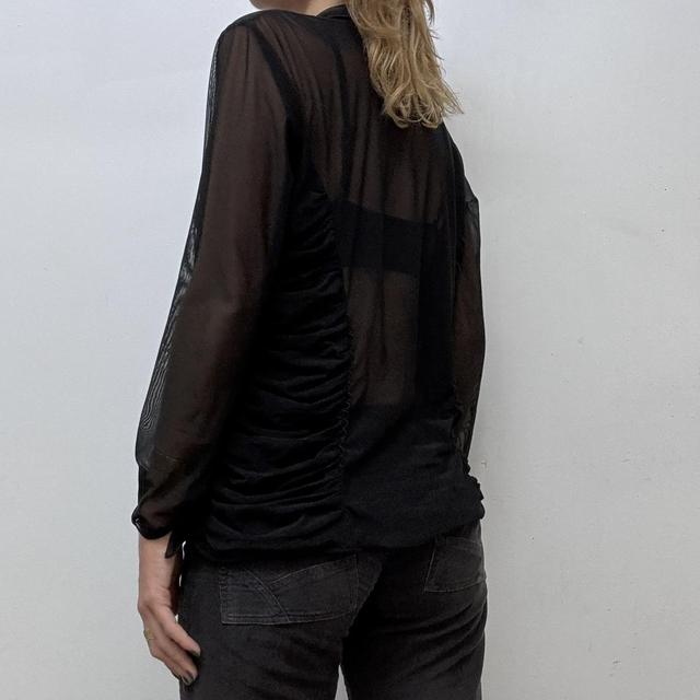 Sheer mesh gathered shirt