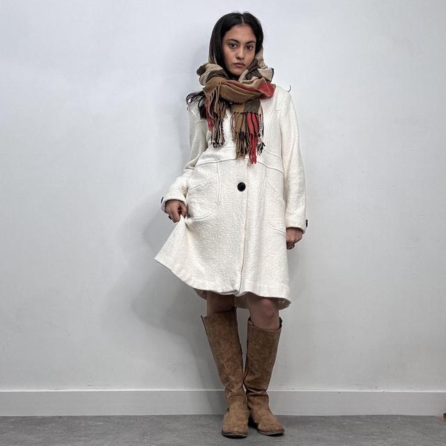 Cream wool button-up peacoat
