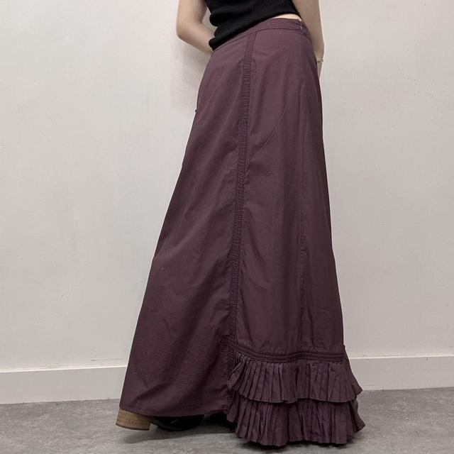 Purple pleated cargo maxi skirt