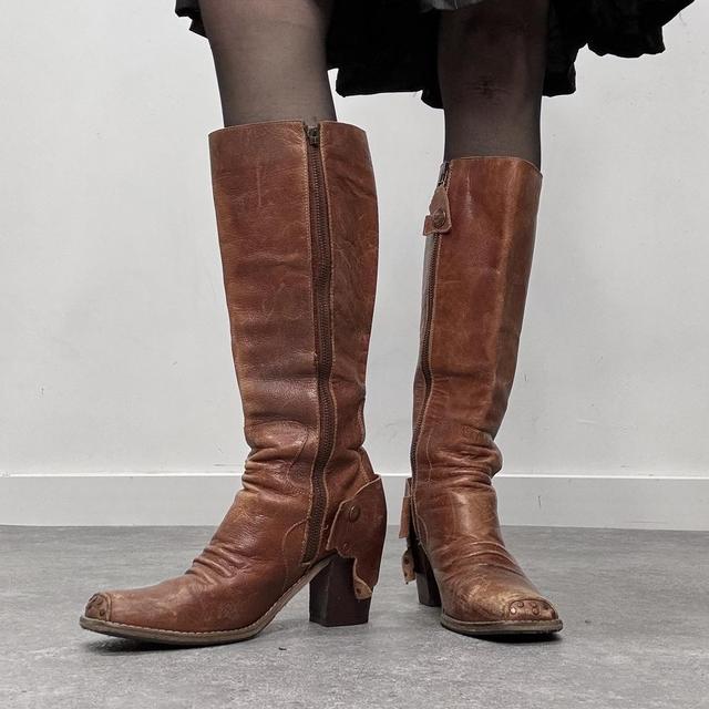 Tan leather campus boots