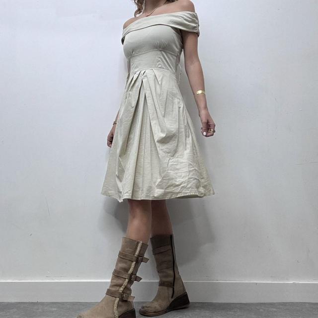 Cotton tan flare dress