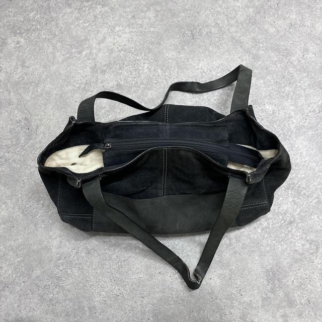 Black suede leather shoulder bag