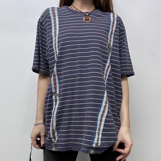 Oversized navy pinstripe tshirt