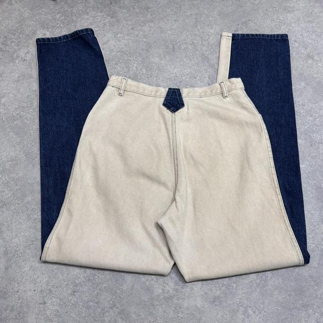 Denim patchwork chaps-style jeans