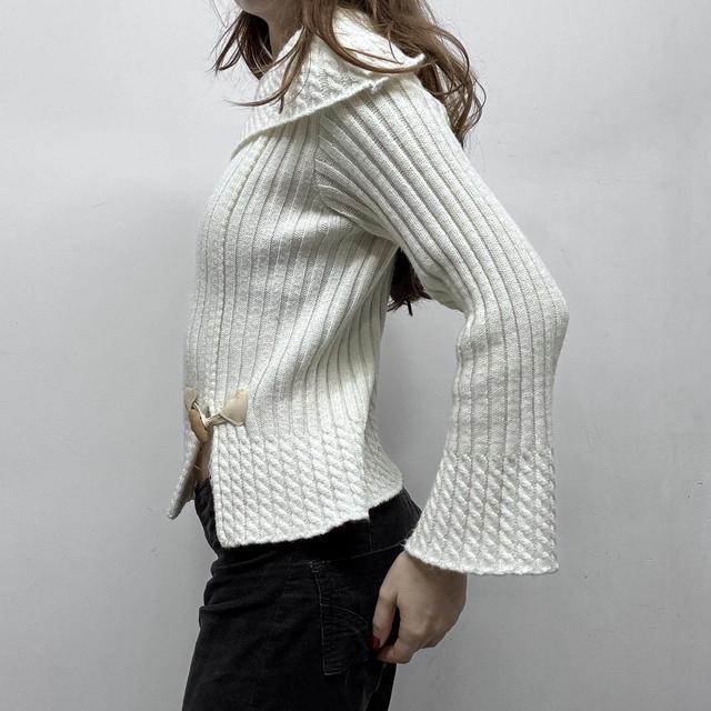 Knit ribbed cable knit wide neck jumper