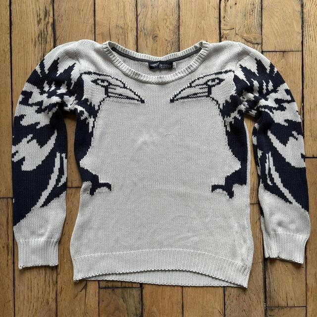 Graphic cotton eagle knitted jumper