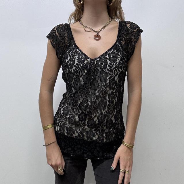 Vintage black lace top