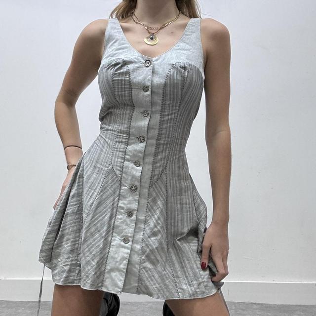 Flared pinstripe mini dress