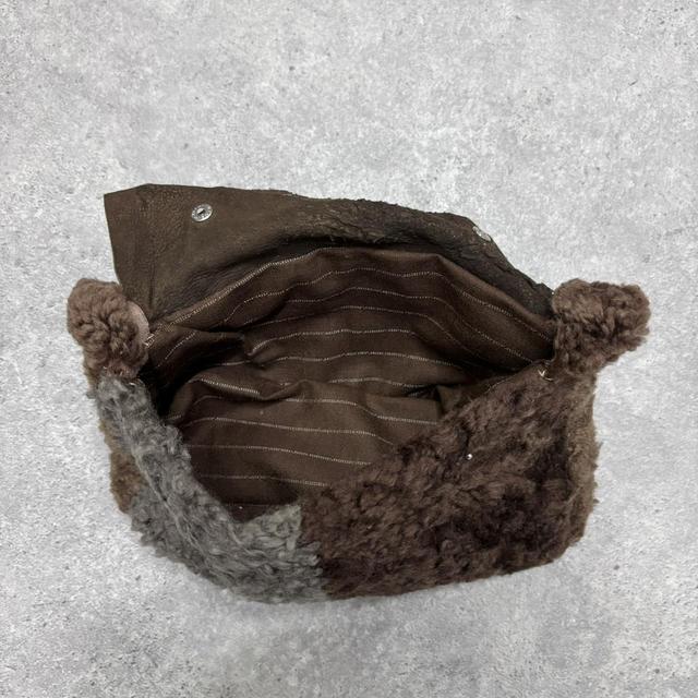 Brown sheepskin fur bag