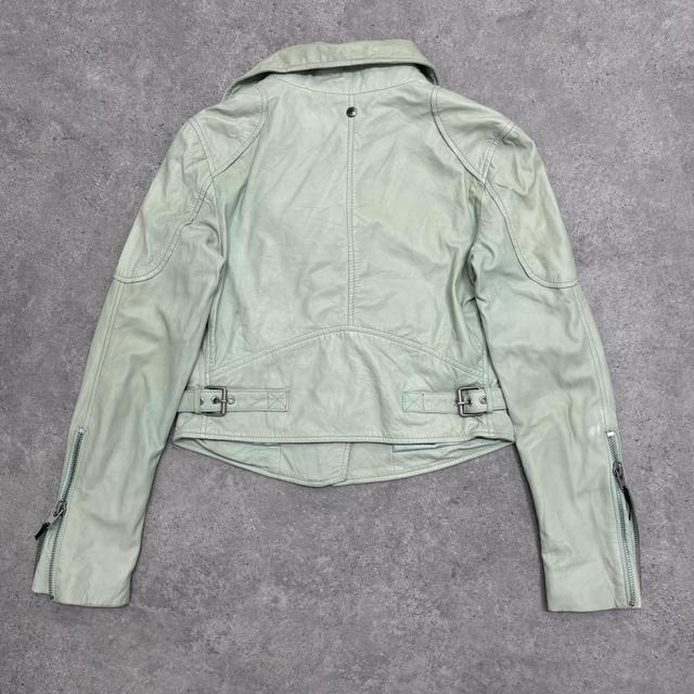 Mint leather biker jacket