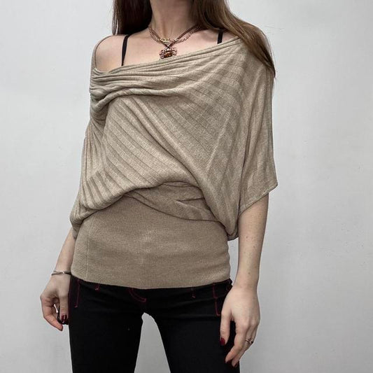 Batwing cowl neck knit jumper
