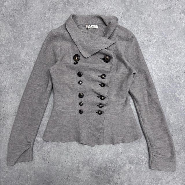 Asymmetric wool button jacket