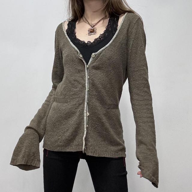 Khaki brown flared cardigan