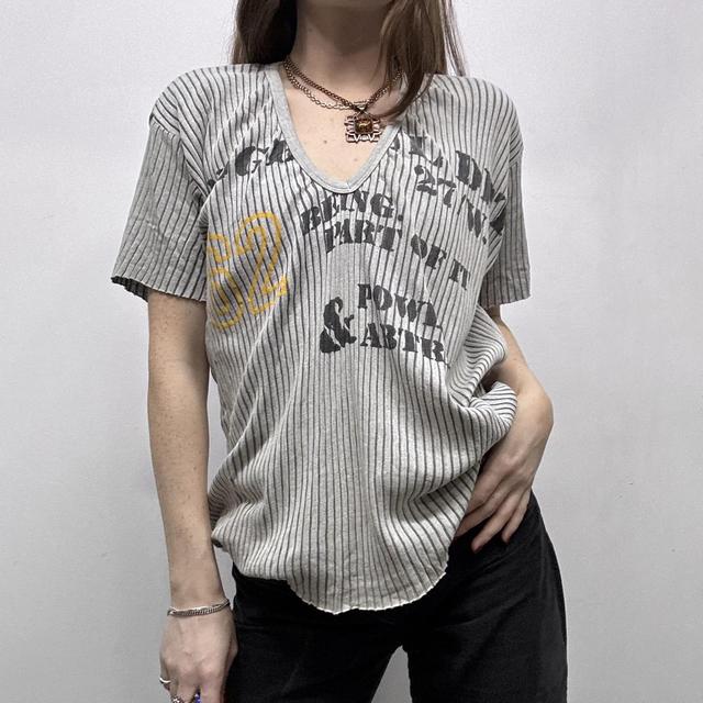 Ribbed striped graphic printed tshirt