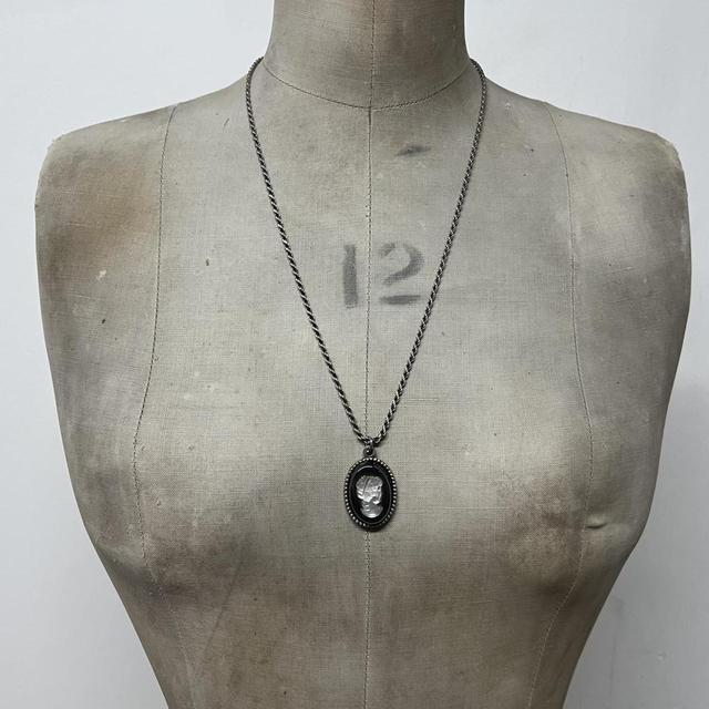 Gothic sterling silver cameo necklace
