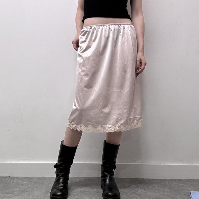 Coquette pink lace slip skirt