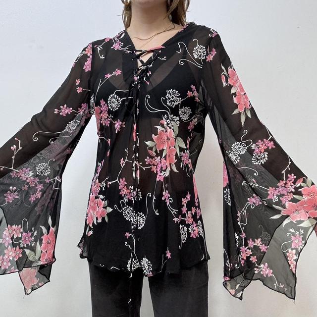 Sheer black flared fairy top