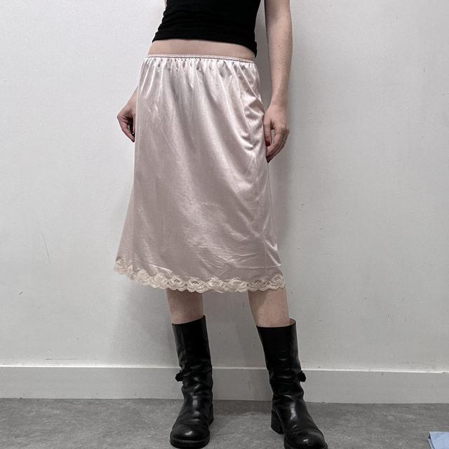 Coquette pink lace slip skirt